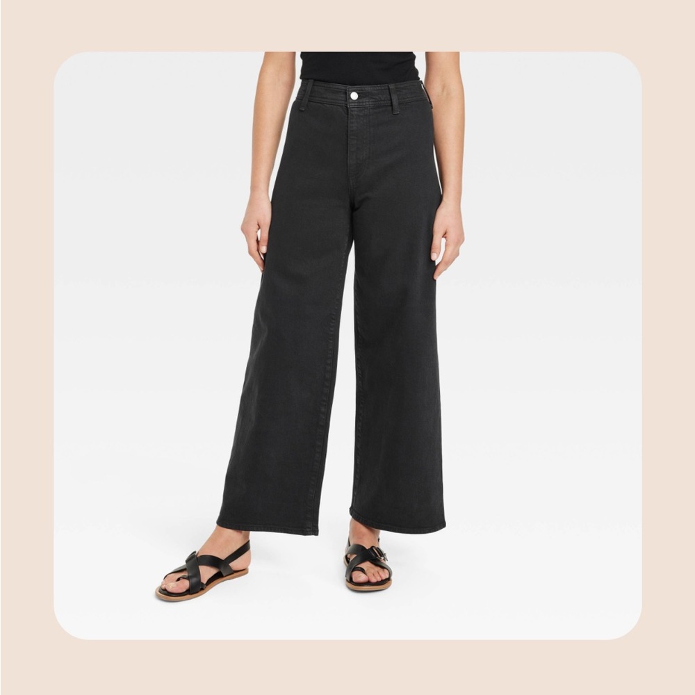 Women's High-Rise Sailor Wide Leg Ankle Jeans - Universal Thread™ Black 14